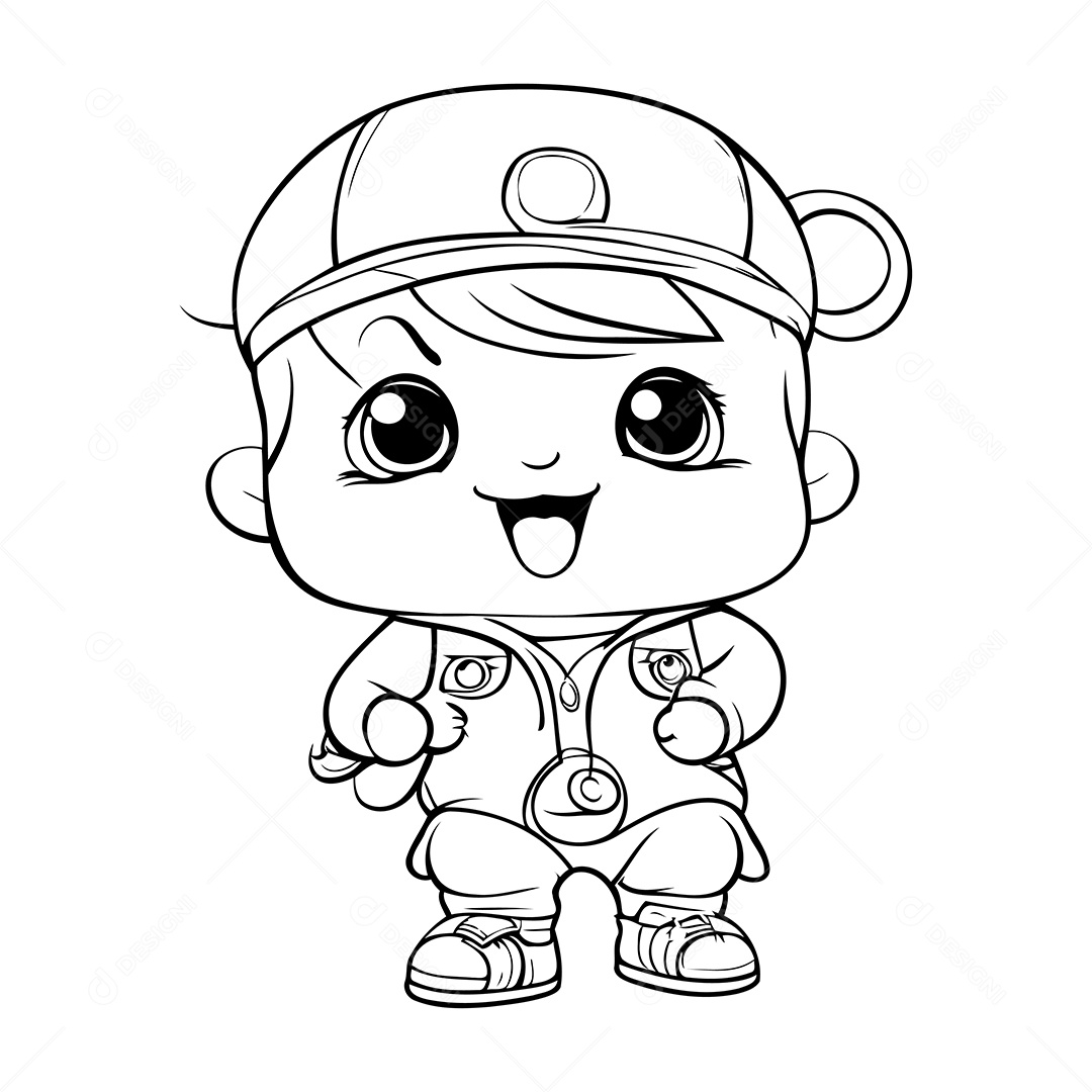 Garoto Desenho Para Colorir Vetor EPS