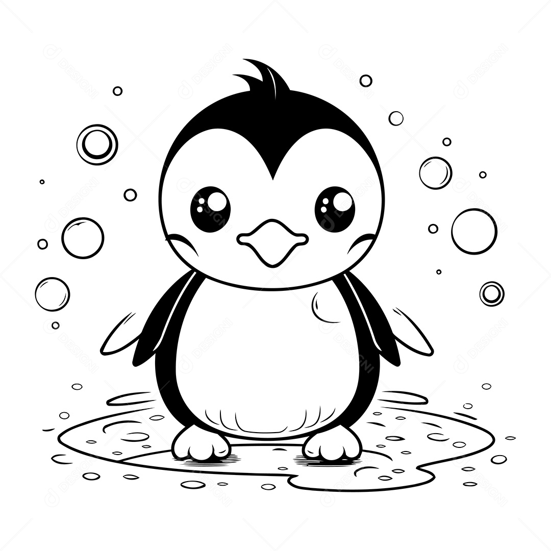 Pinguim Desenho Para Colorir Vetor EPS