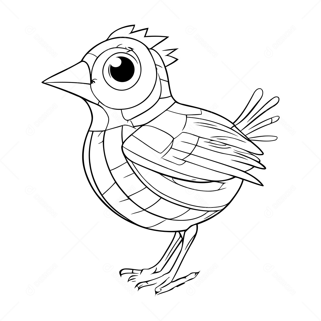 Pássaro Desenho Para Colorir Vetor EPS
