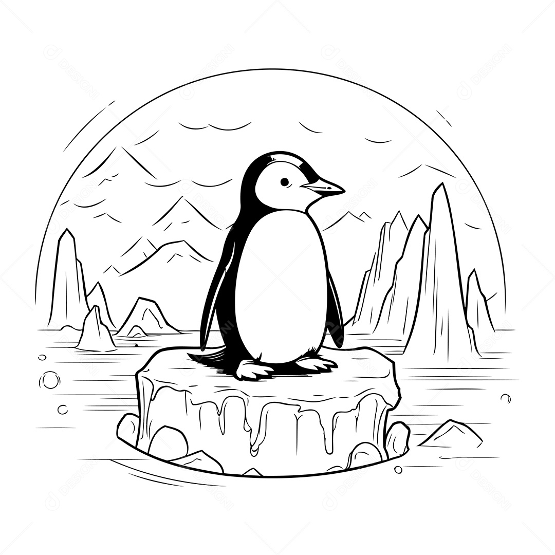 Pinguim Desenho Para Colorir Vetor EPS