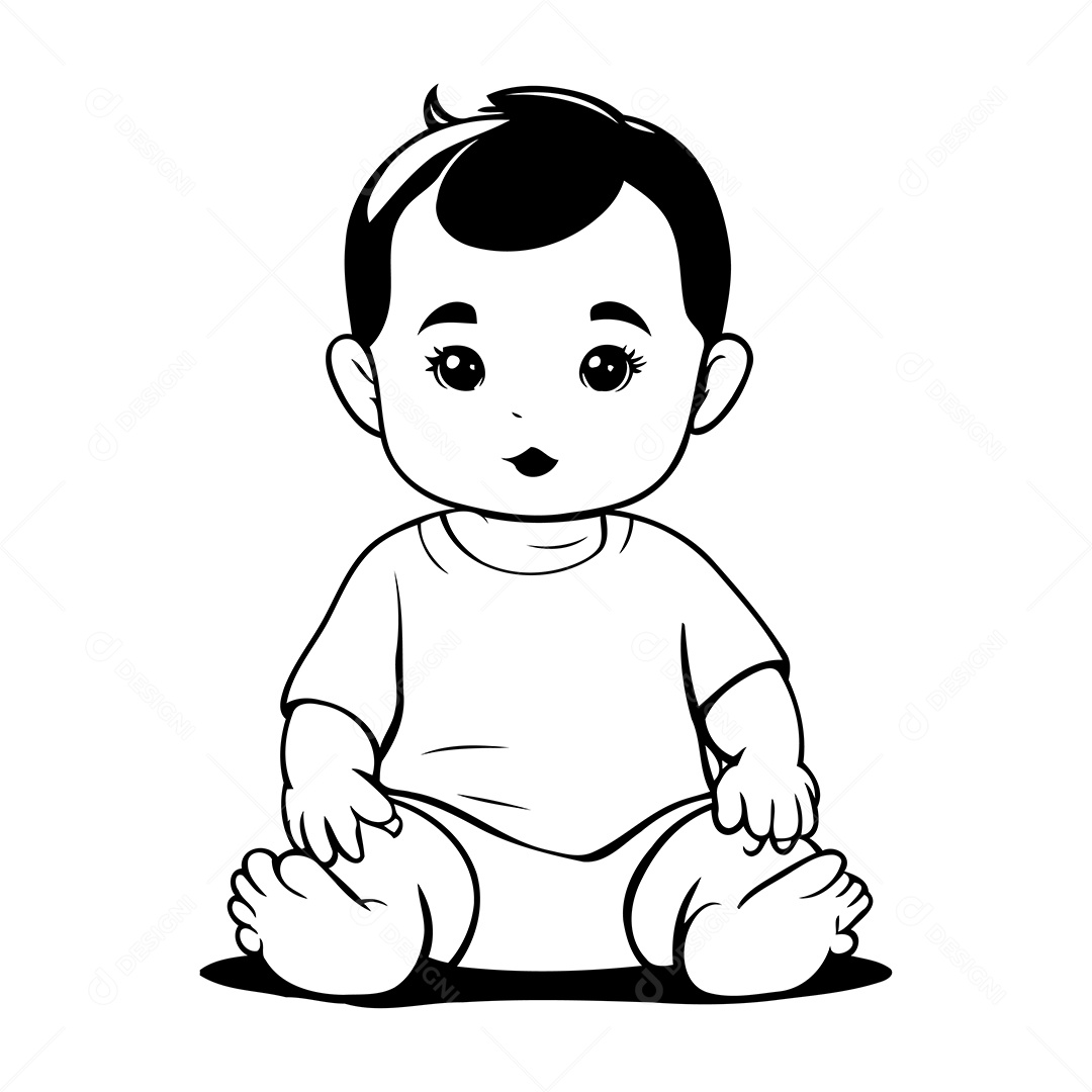 Bebé Desenho Para Colorir Vetor EPS