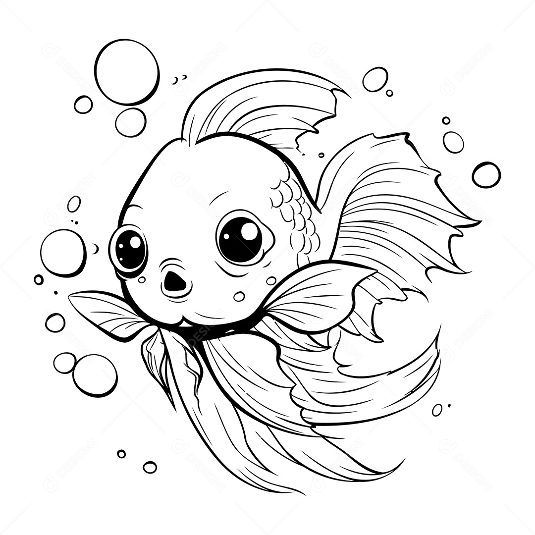 Peixe Desenho Para Colorir Vetor EPS
