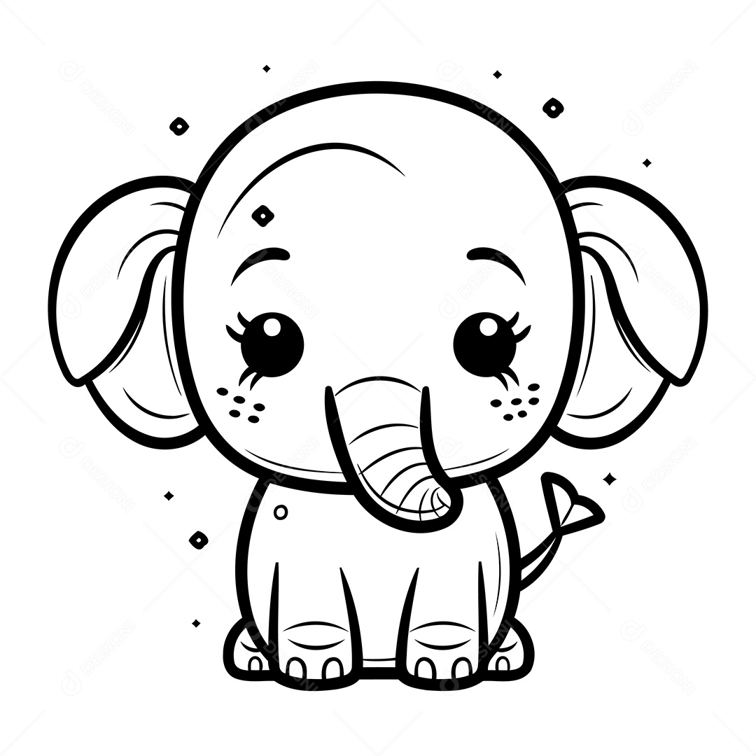 Elefante Desenho Para Colorir Vetor EPS
