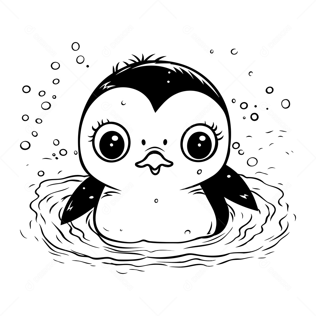 Pinguim Desenho Para Colorir Vetor EPS