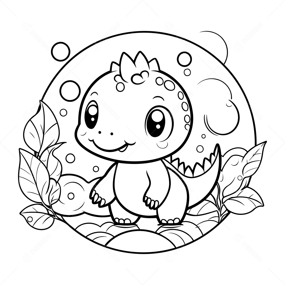 Dinossauro Desenho Para Colorir Vetor EPS