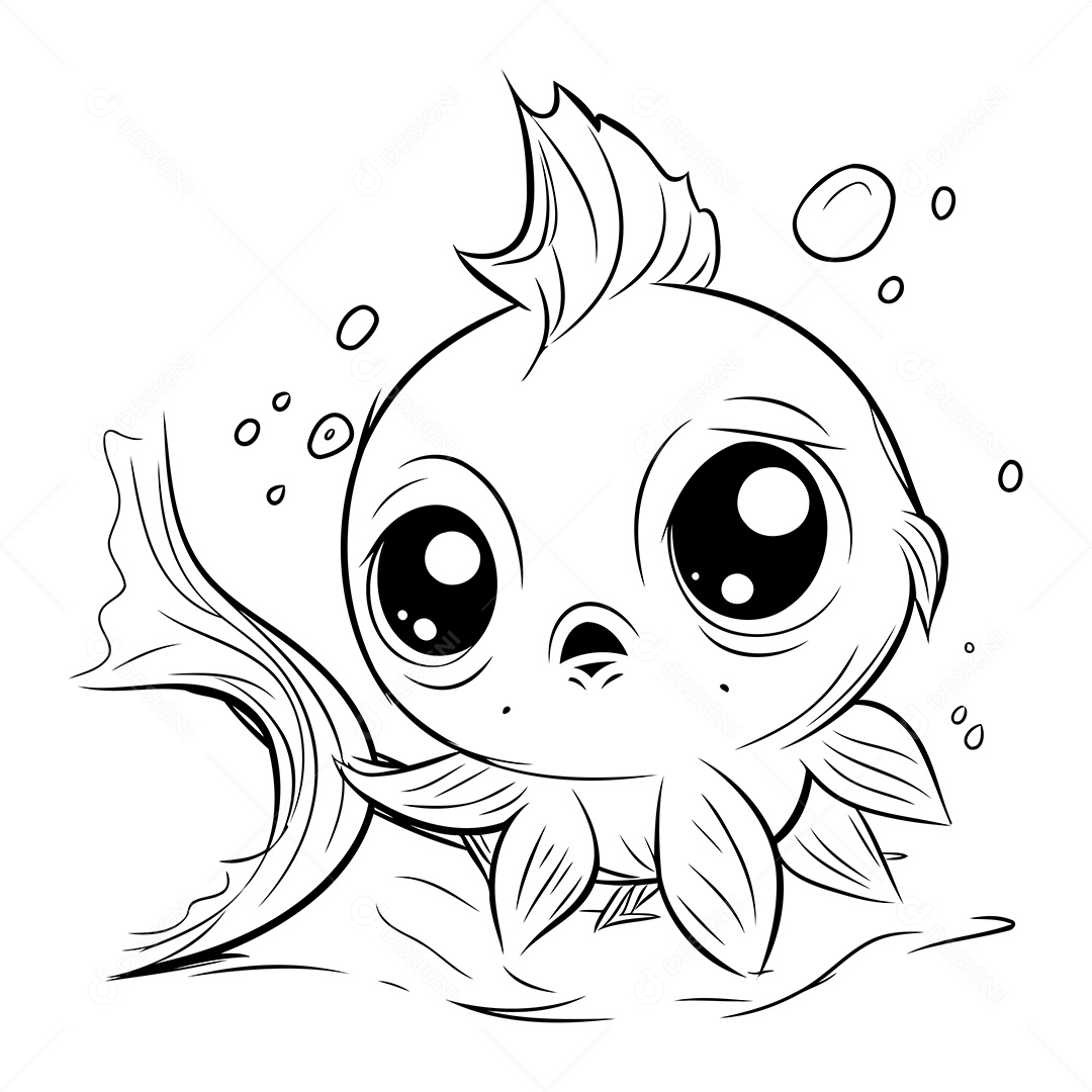 Peixe Desenho Para Colorir Vetor EPS