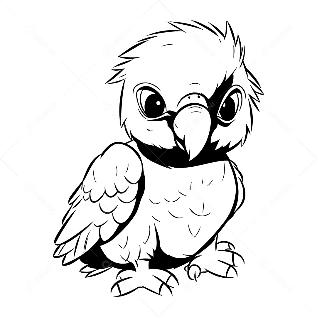 Pássaro Desenho Para Colorir Vetor EPS
