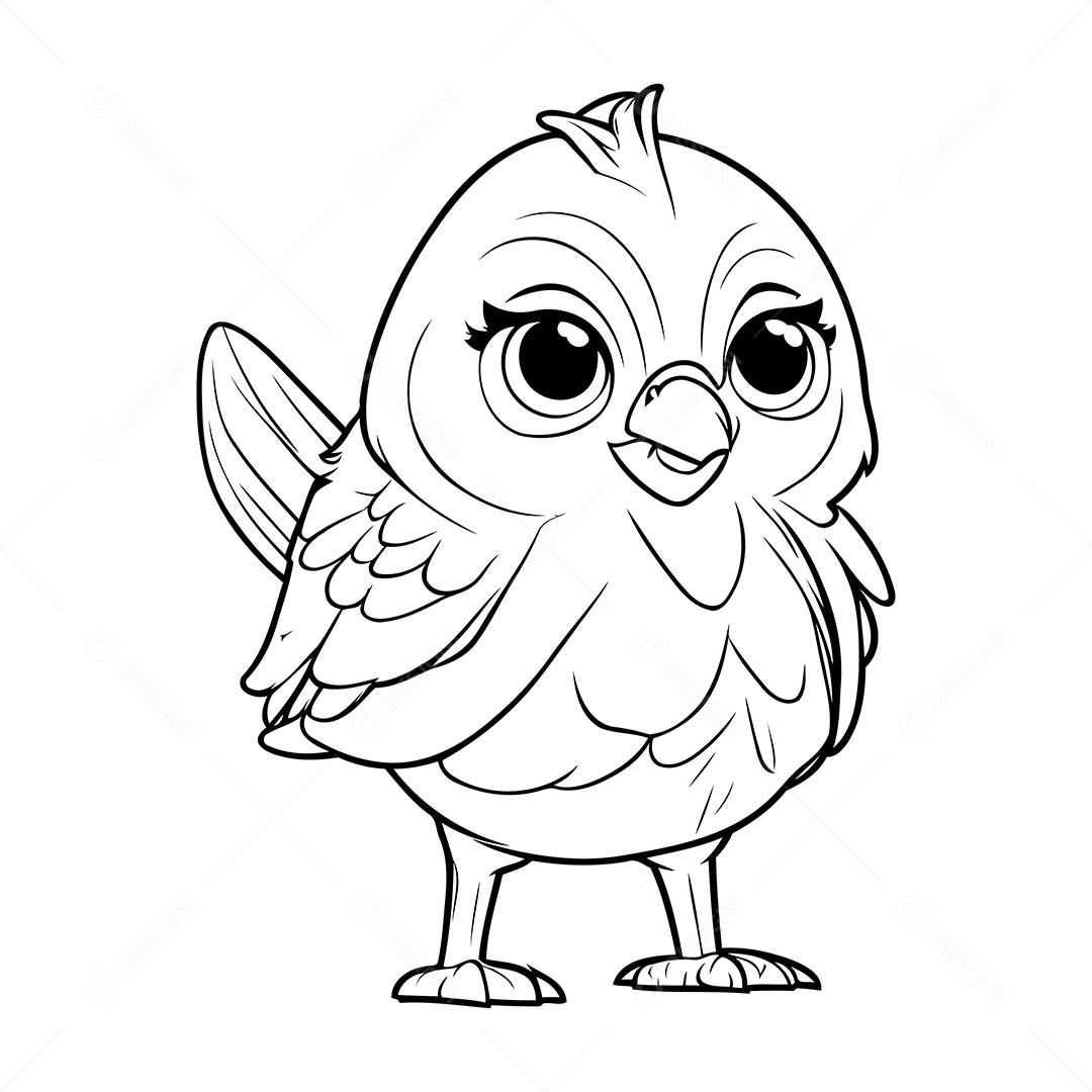 Pássaro Desenho Para Colorir Vetor EPS