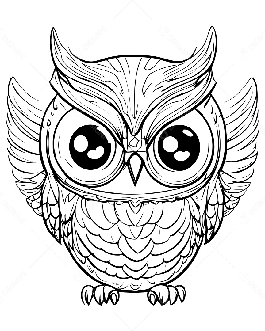 Coruja Desenho Para Colorir Vetor EPS