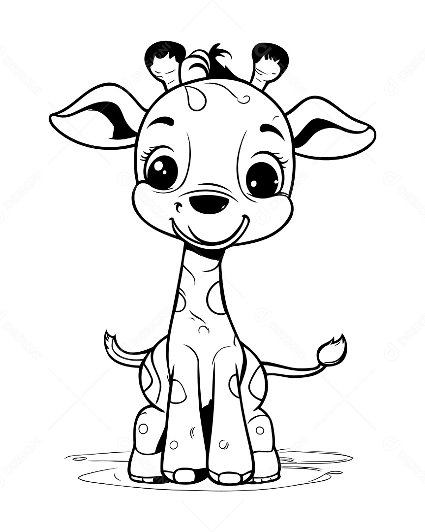 Girafa Desenho Para Colorir Vetor EPS