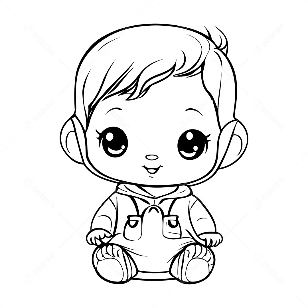 Garoto Desenho Para Colorir Vetor EPS