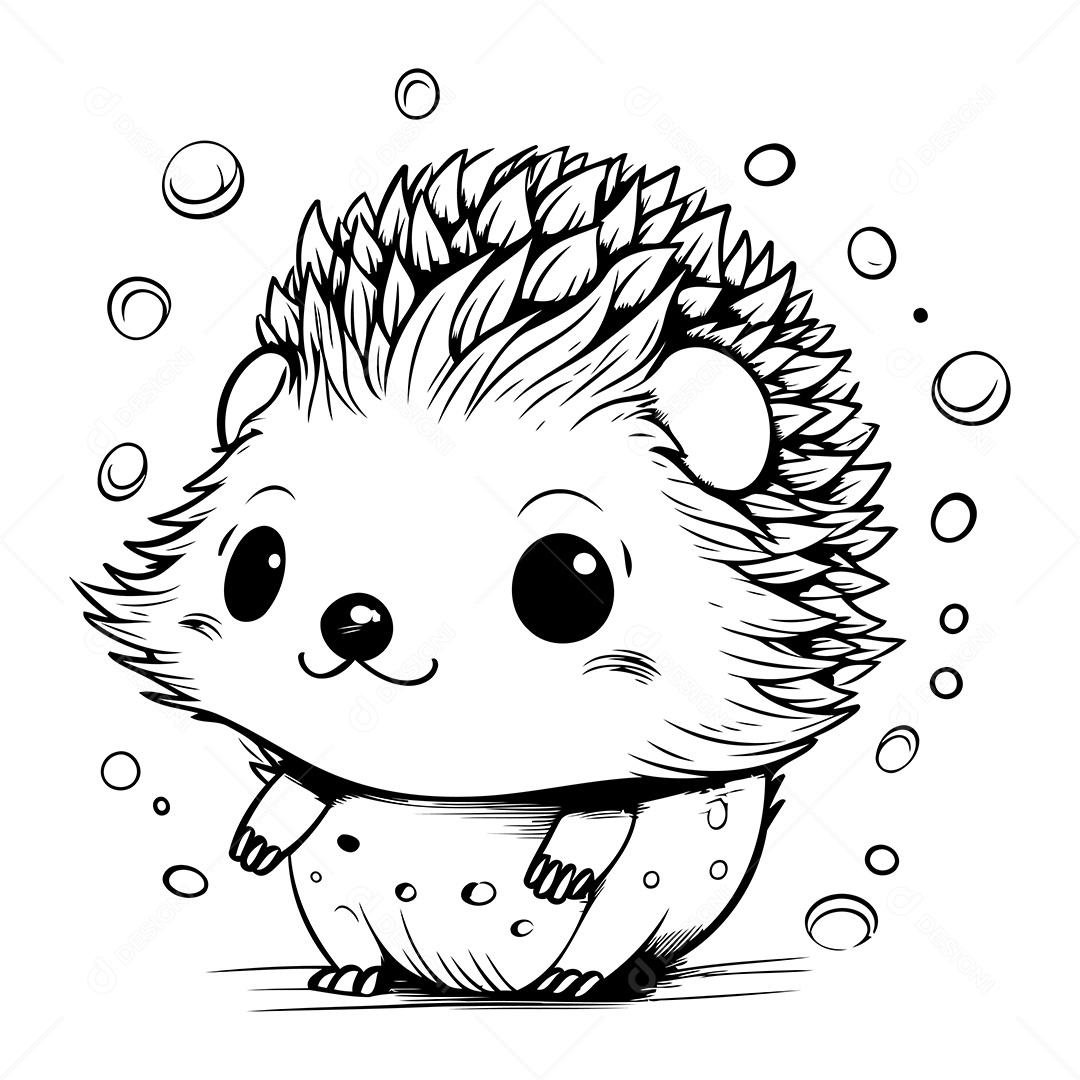 Porco Espinho Desenho Para Colorir Vetor EPS