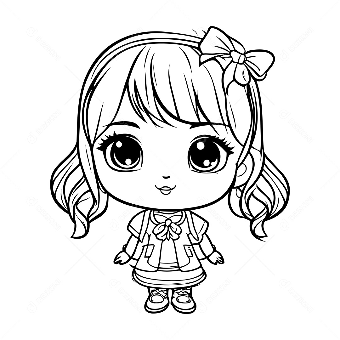 Garota Desenho Para Colorir Vetor EPS