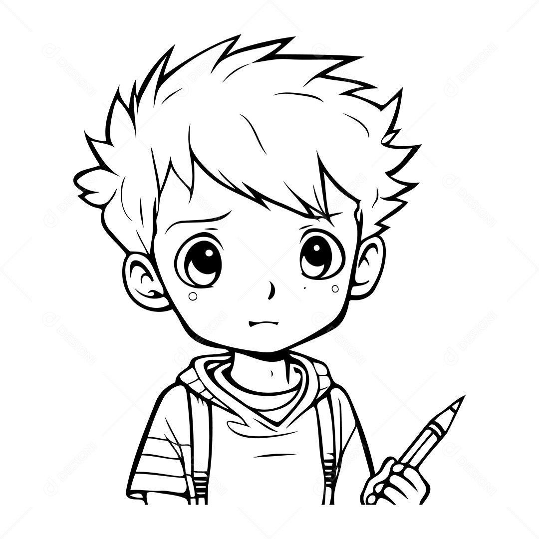 Garoto Desenho Para Colorir Vetor EPS