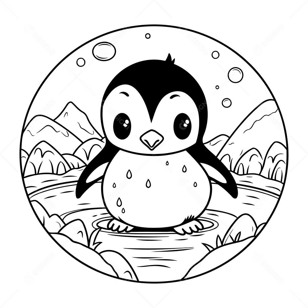 Pinguim Desenho Para Colorir Vetor EPS