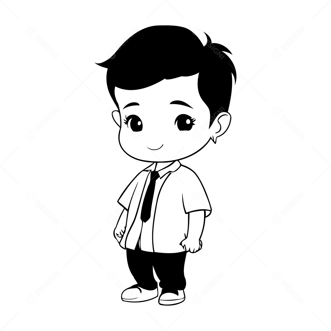 Garoto Desenho Para Colorir Vetor EPS