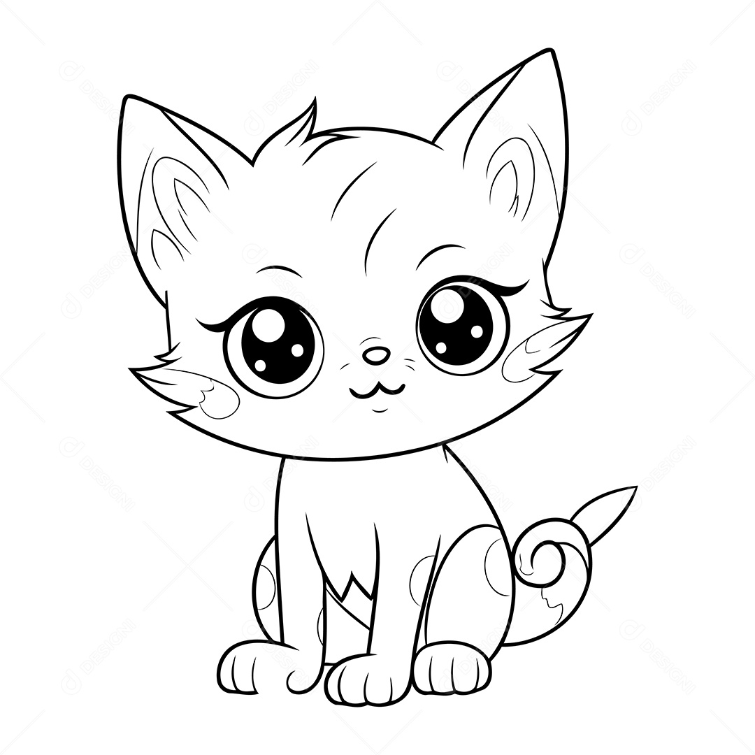 Gato Desenho Para Colorir Vetor EPS