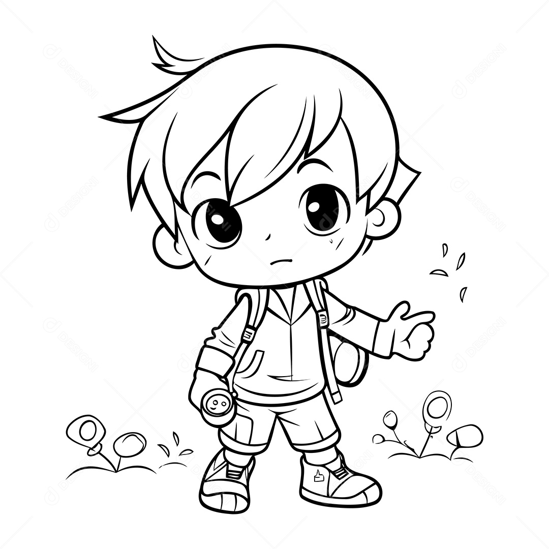 Garoto Desenho Para Colorir Vetor EPS
