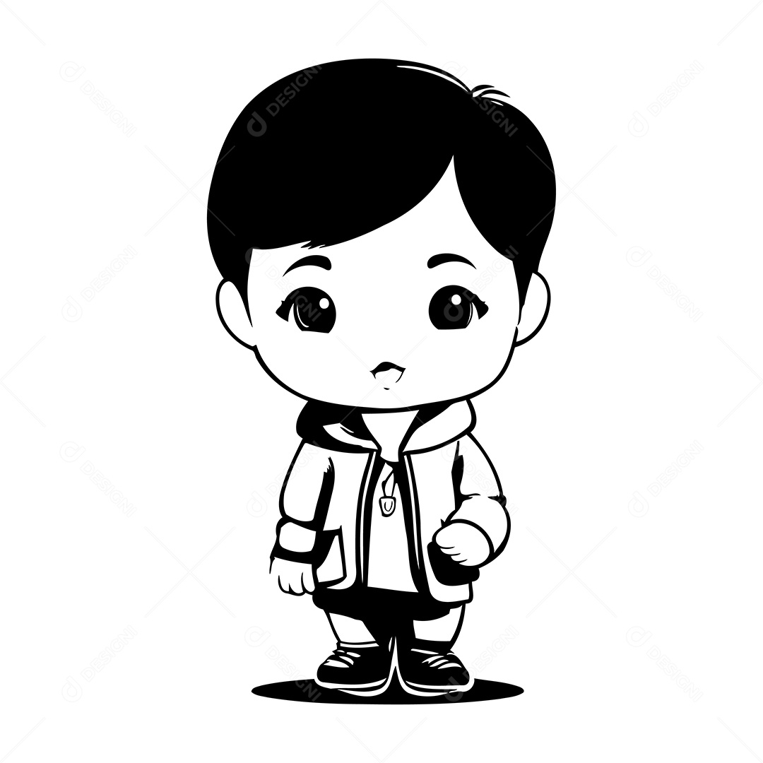 Garoto Desenho Para Colorir Vetor EPS