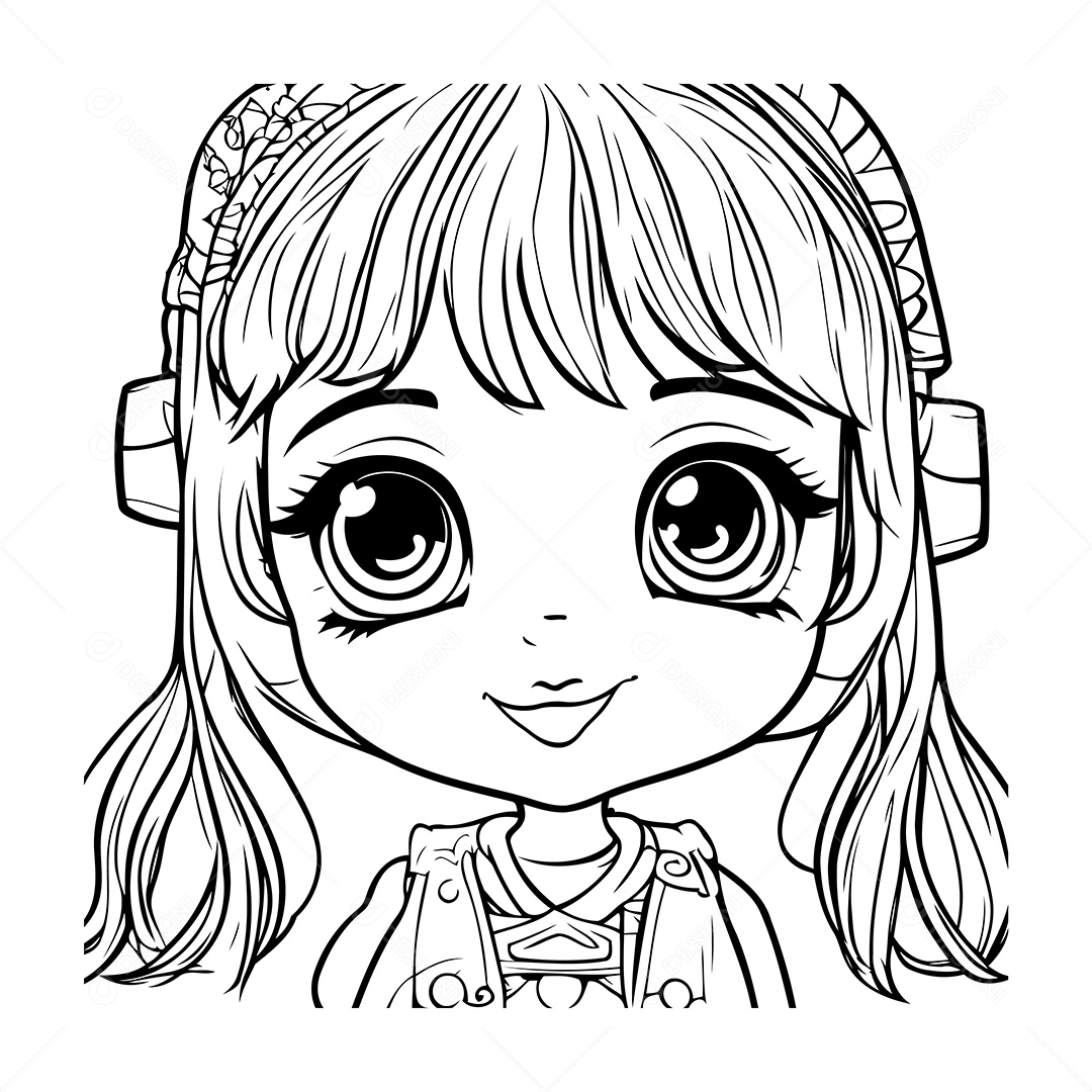 Garota Desenho Para Colorir Vetor EPS