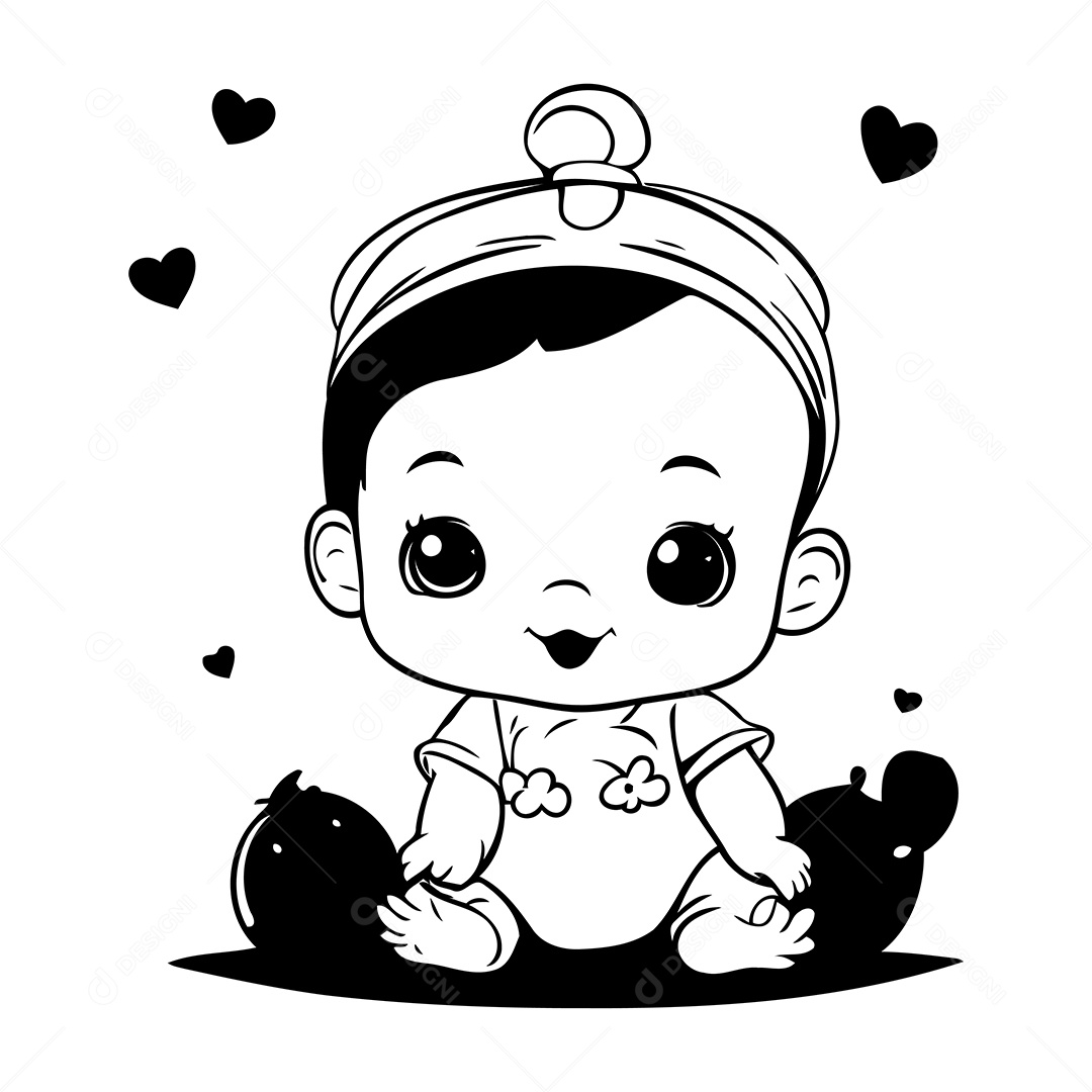 Bebé Desenho Para Colorir Vetor EPS