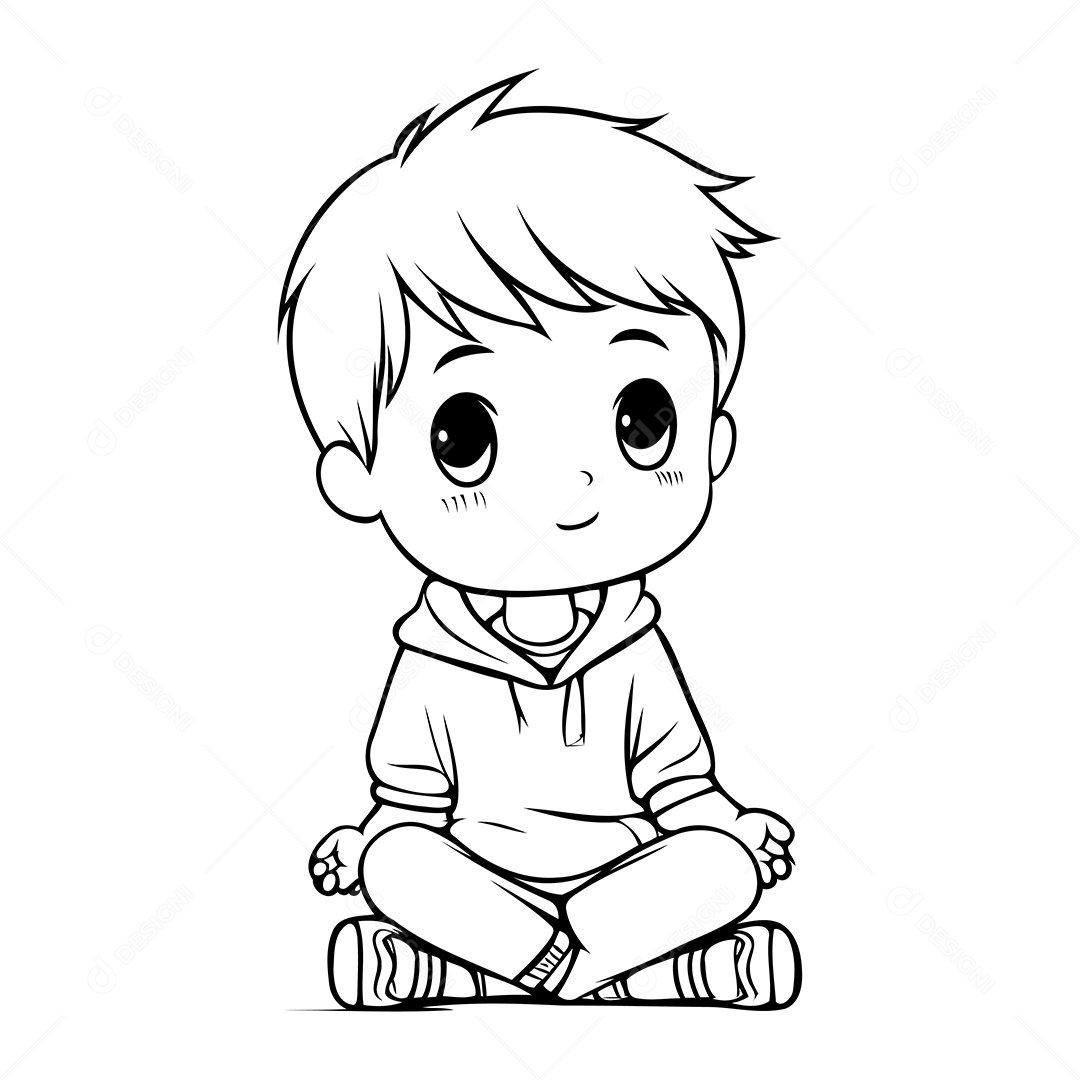 Garoto Desenho Para Colorir Vetor EPS