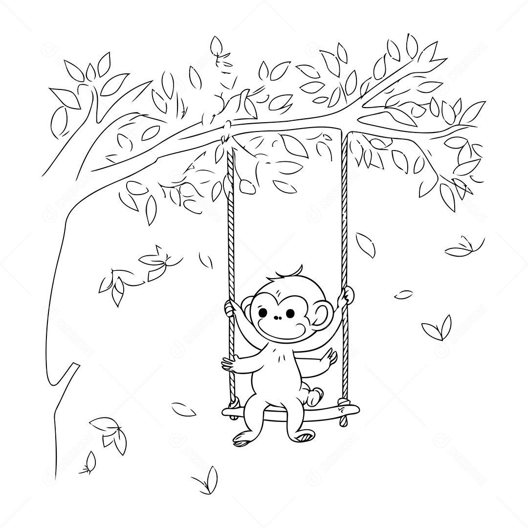 Macaco Desenho Para Colorir Vetor EPS
