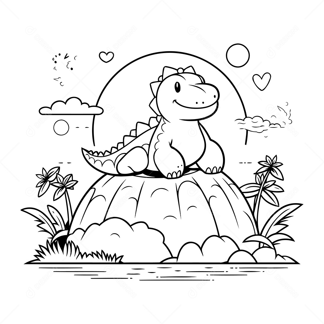 Dinossauro Desenho Para Colorir Vetor EPS