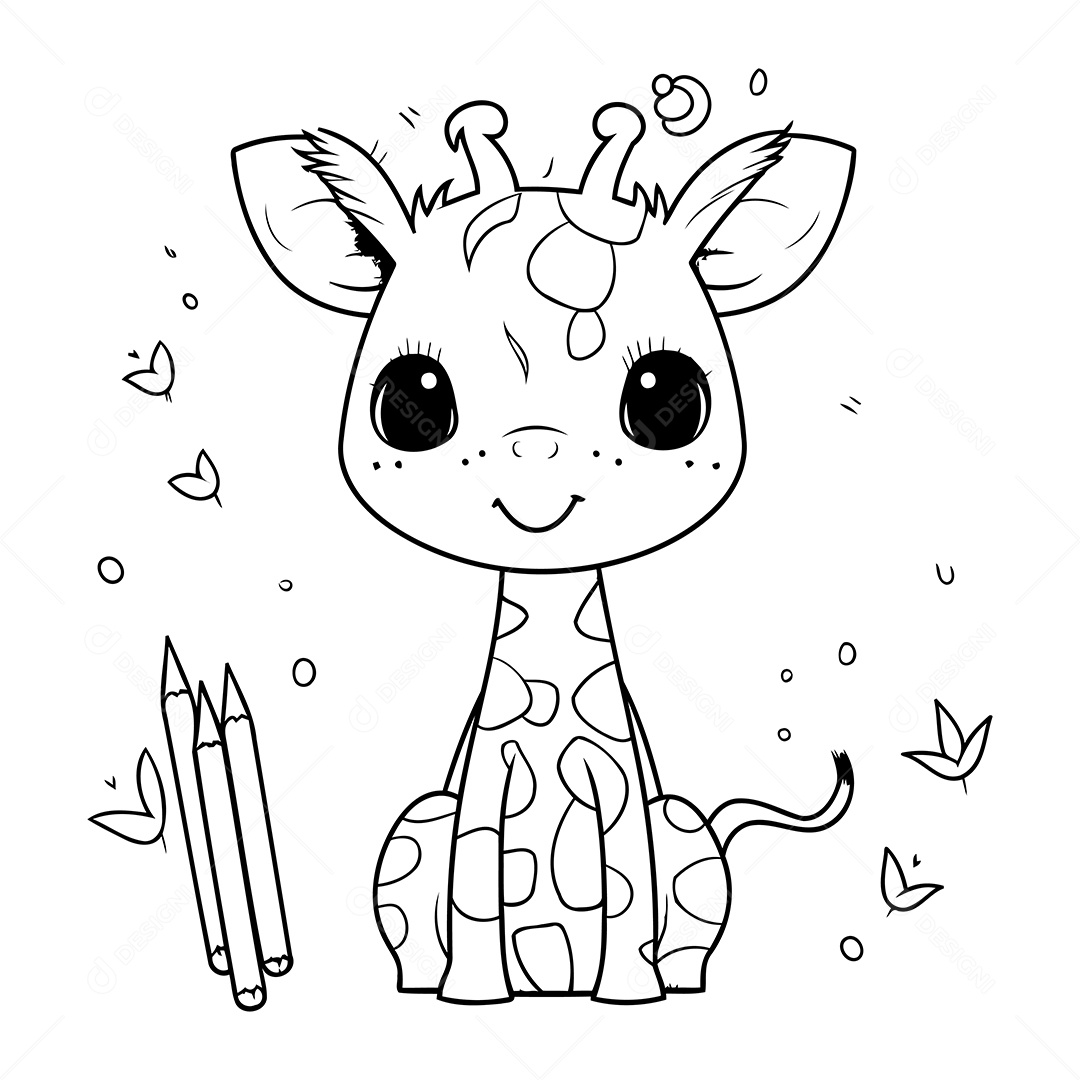 Girafa Desenho Para Colorir Vetor EPS