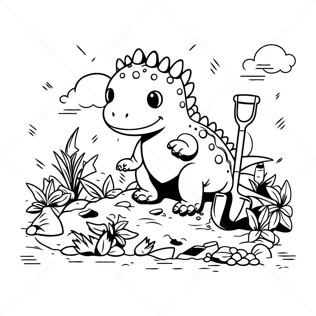 Dinossauro Desenho Para Colorir Vetor EPS