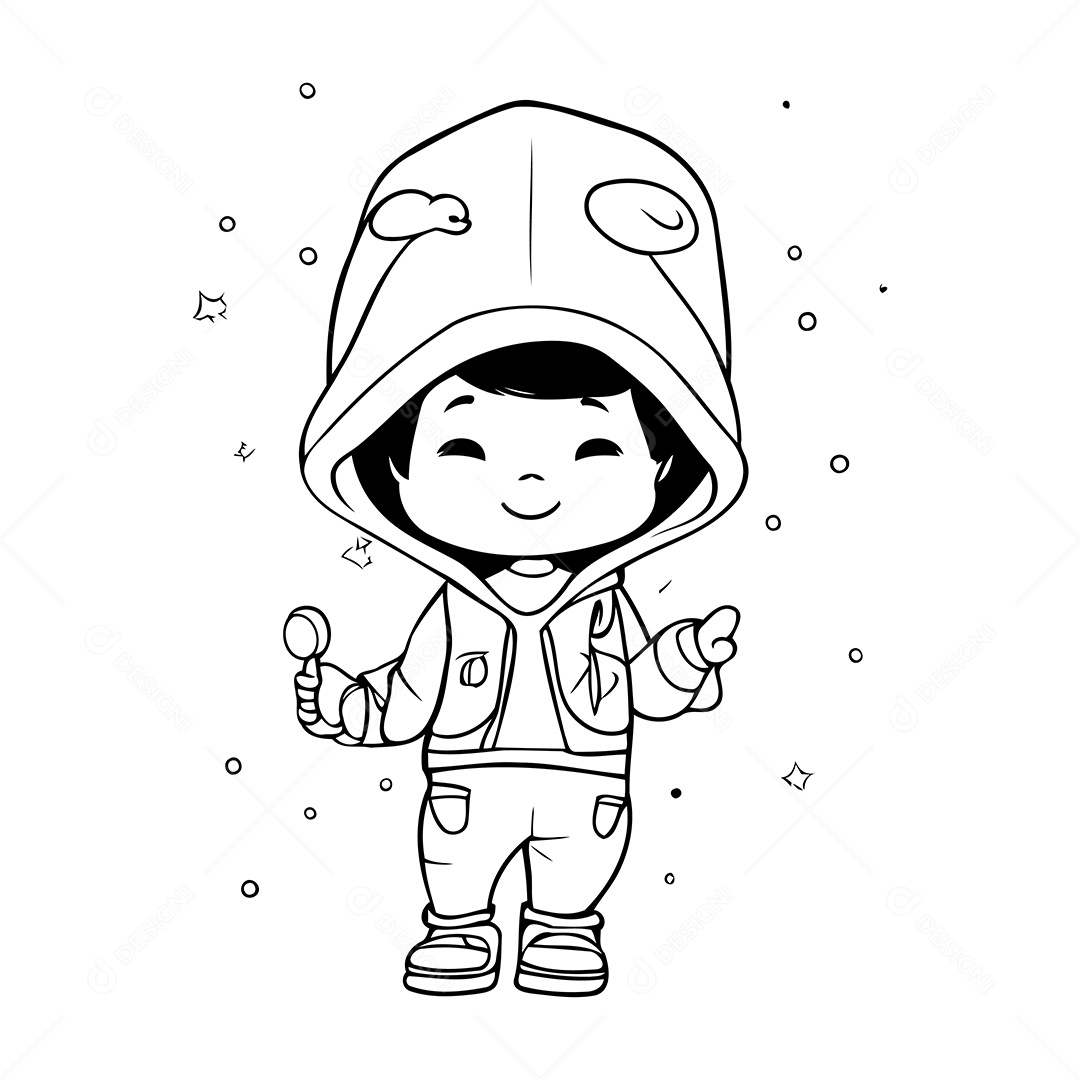 Garoto Desenho Para Colorir Vetor EPS