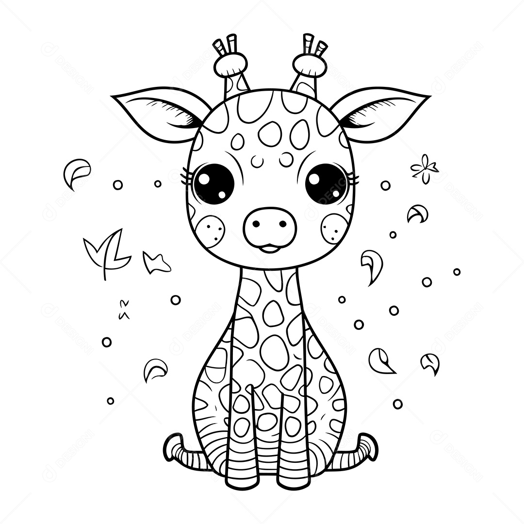 Girafa Desenho Para Colorir Vetor EPS