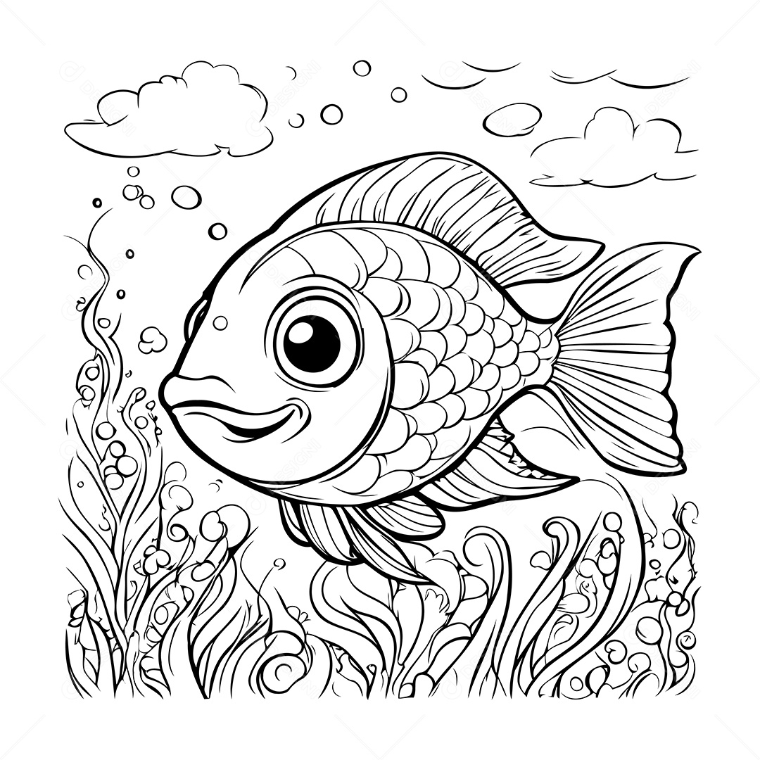 Peixe Desenho Para Colorir Vetor EPS