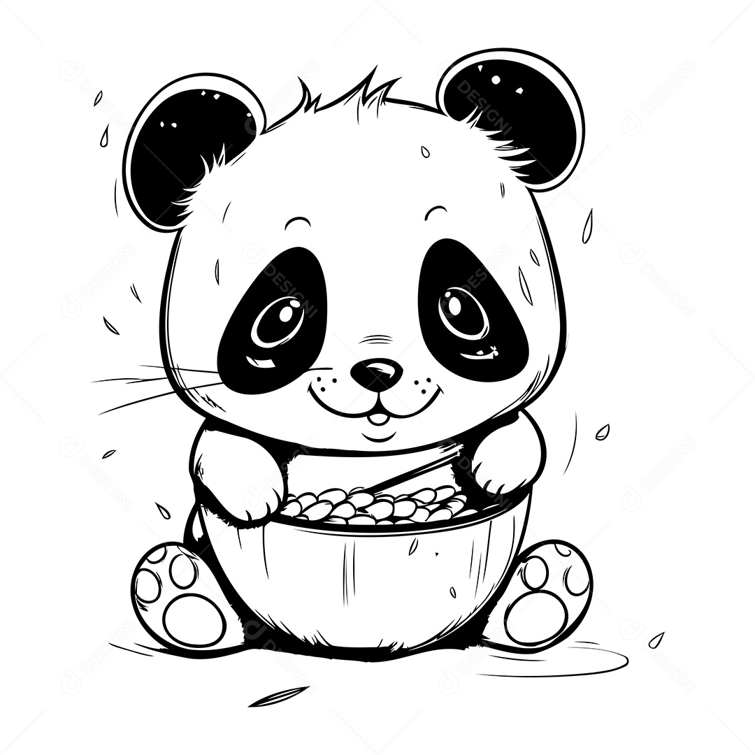 Urso Panda Desenho Para Colorir Vetor EPS