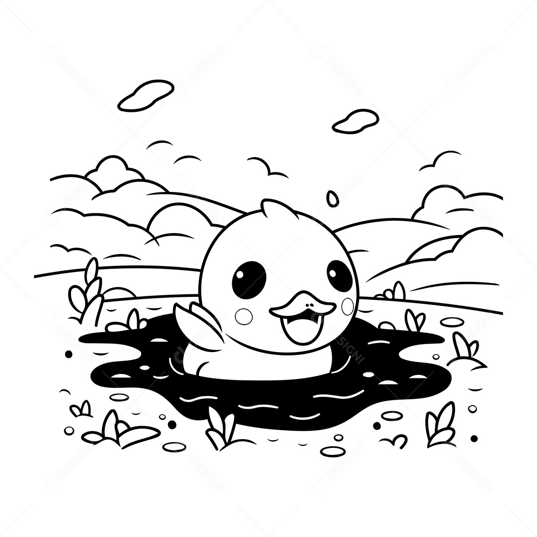 Pato Desenho Para Colorir Vetor EPS