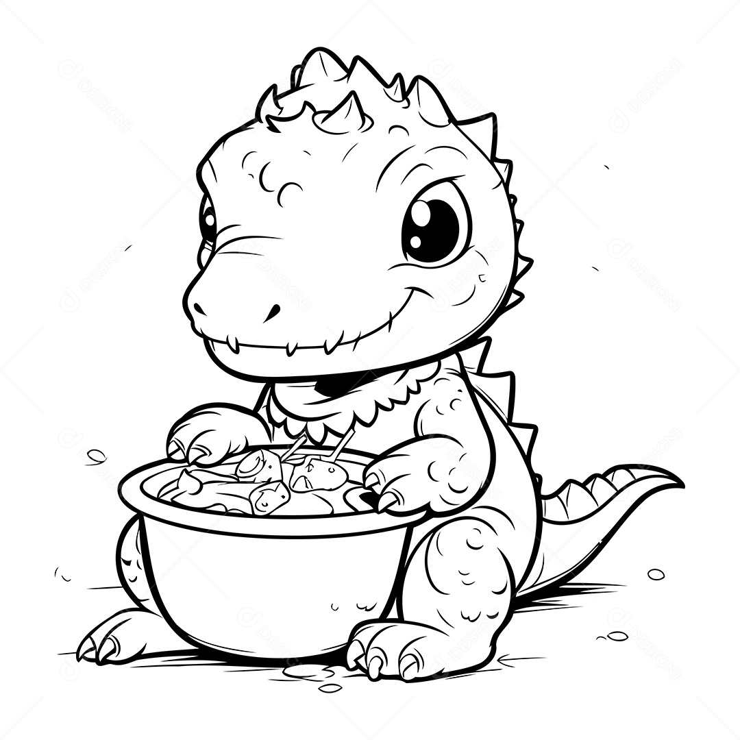 Dinossauro Desenho Para Colorir Vetor EPS