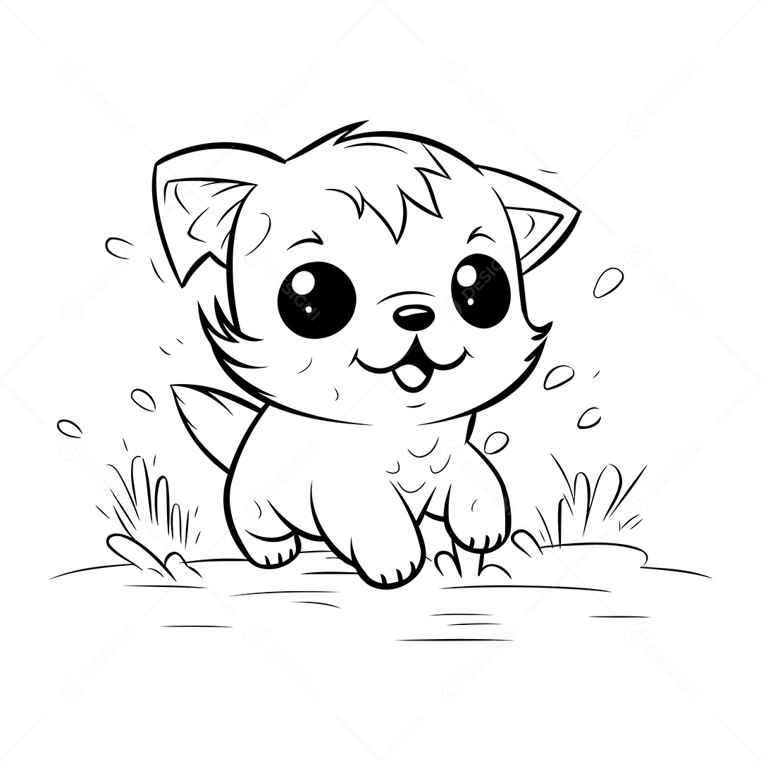 Cachorro Desenho Para Colorir Vetor EPS