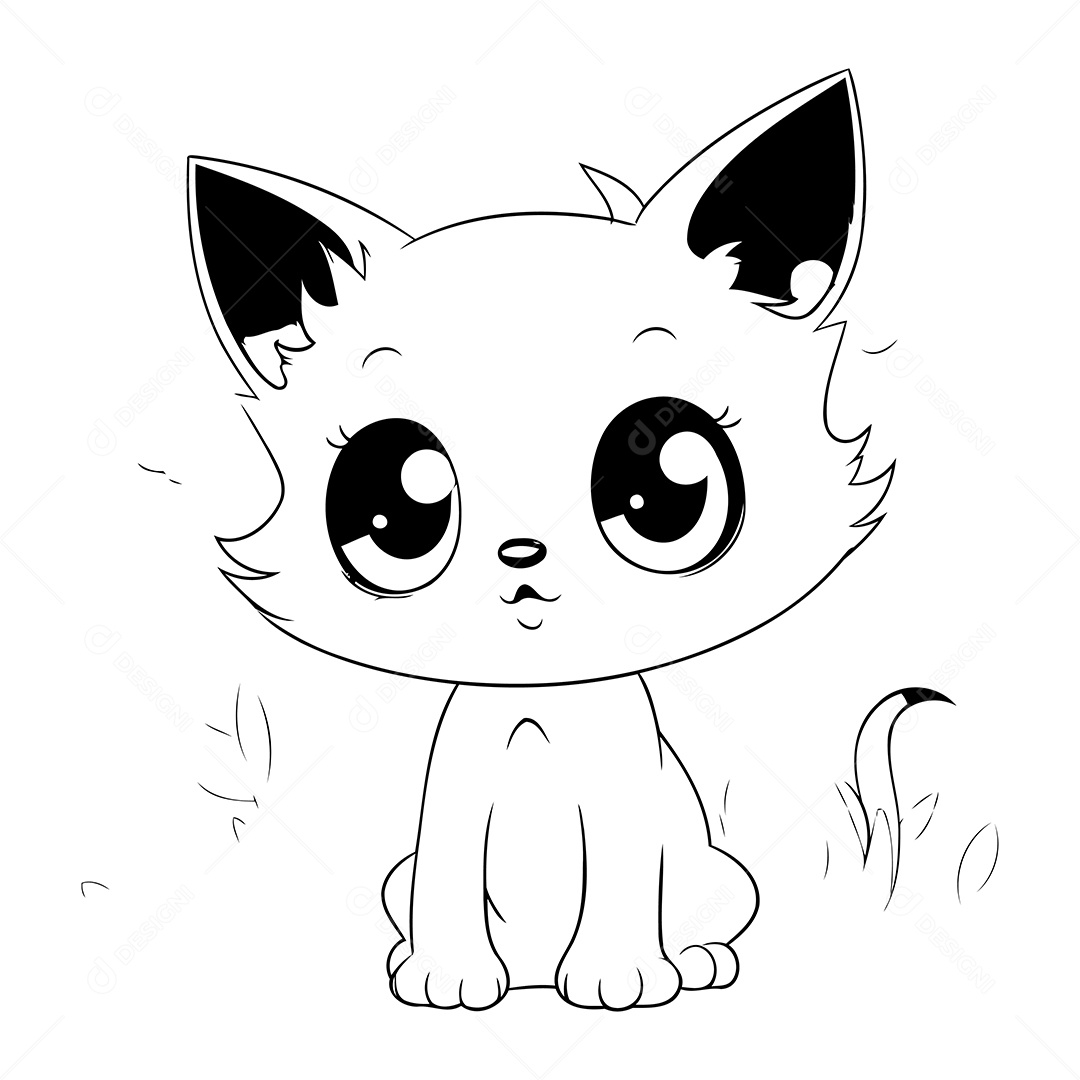 Gato Desenho Para Colorir Vetor EPS