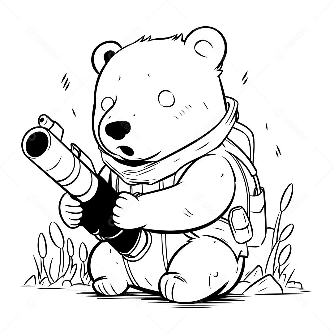 Urso Desenho Para Colorir Vetor EPS