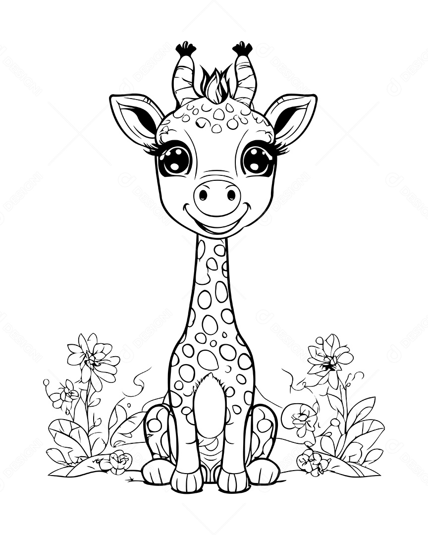 Girafa Desenho Para Colorir Vetor EPS