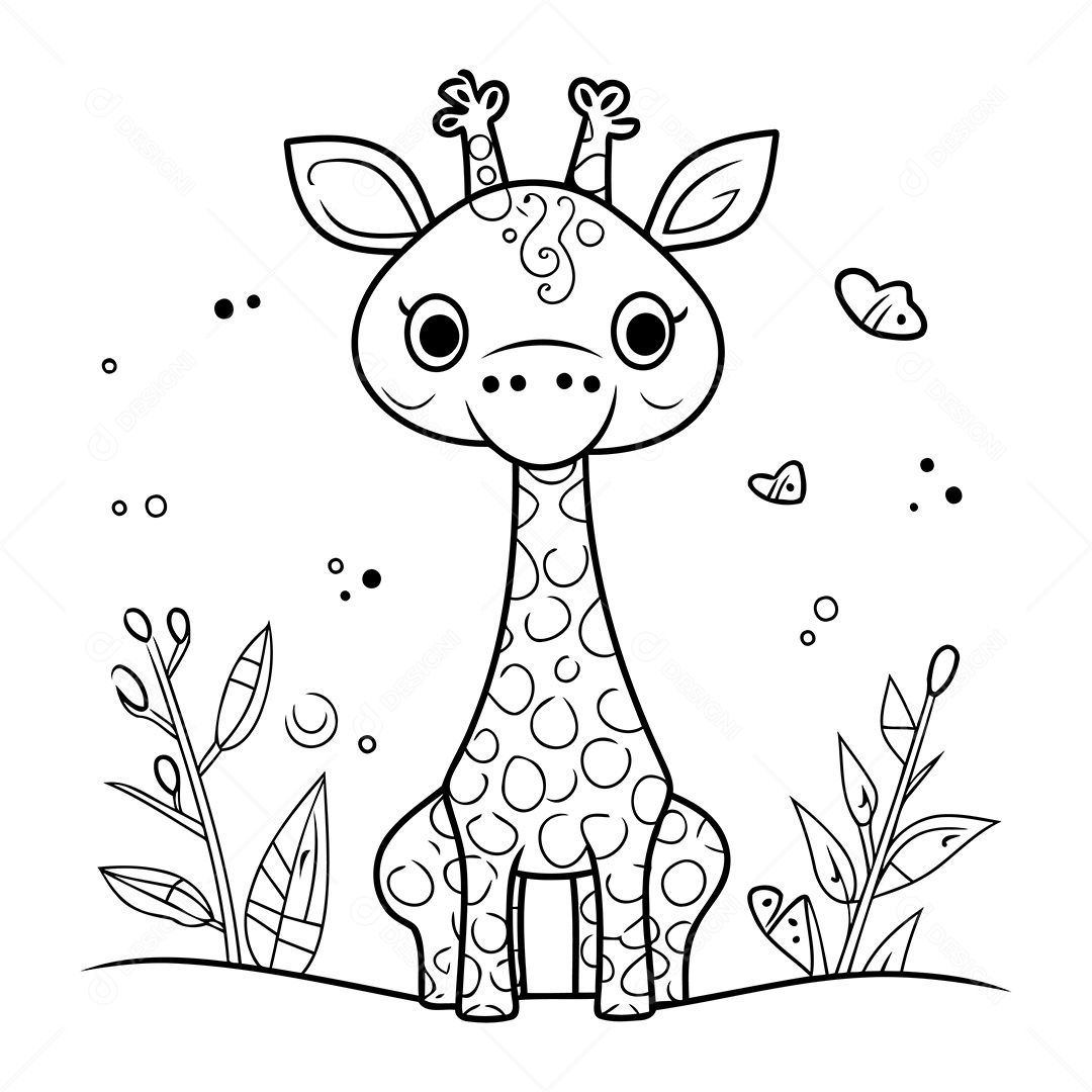 Girafa Desenho Para Colorir Vetor EPS