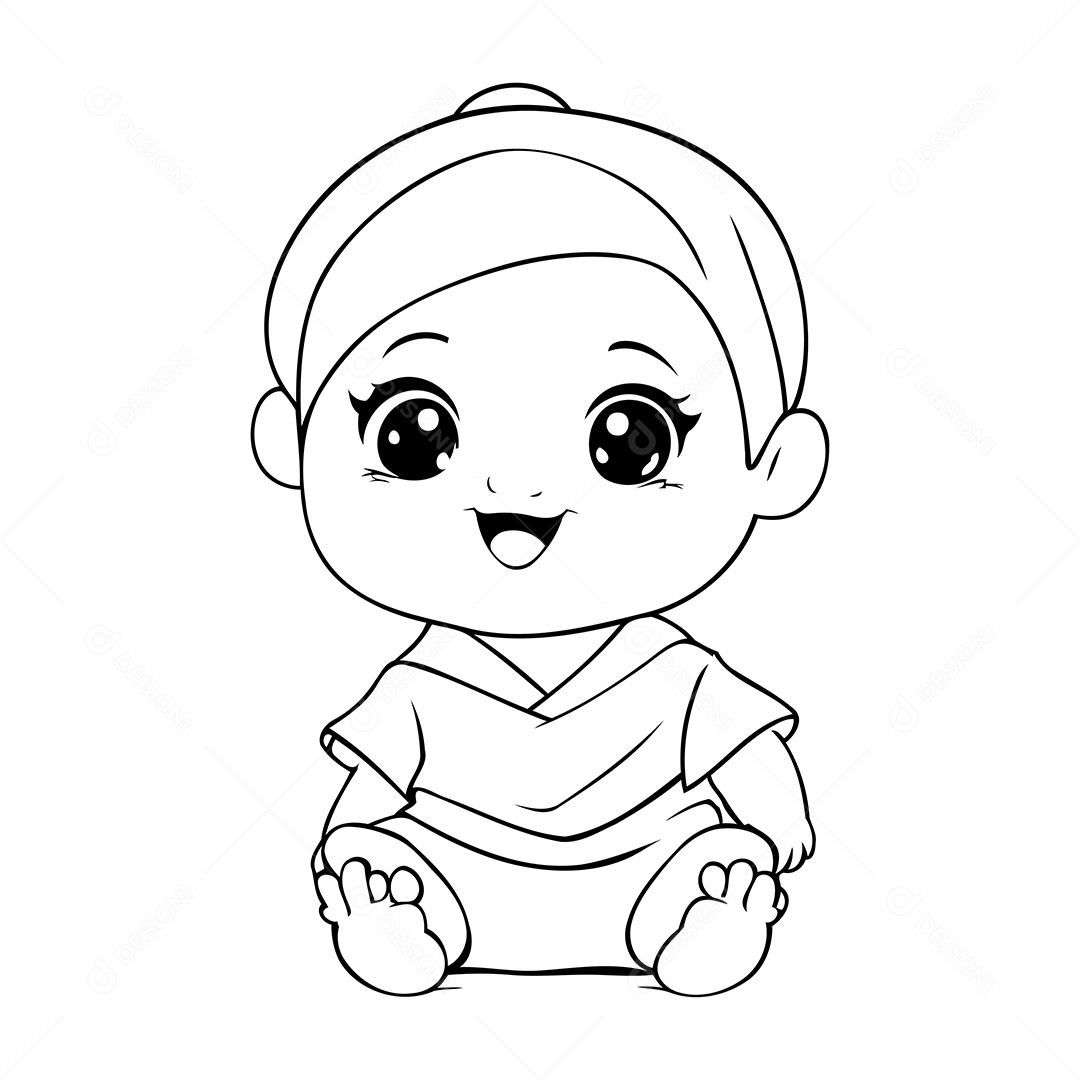 Bebê Desenho Para Colorir Vetor EPS