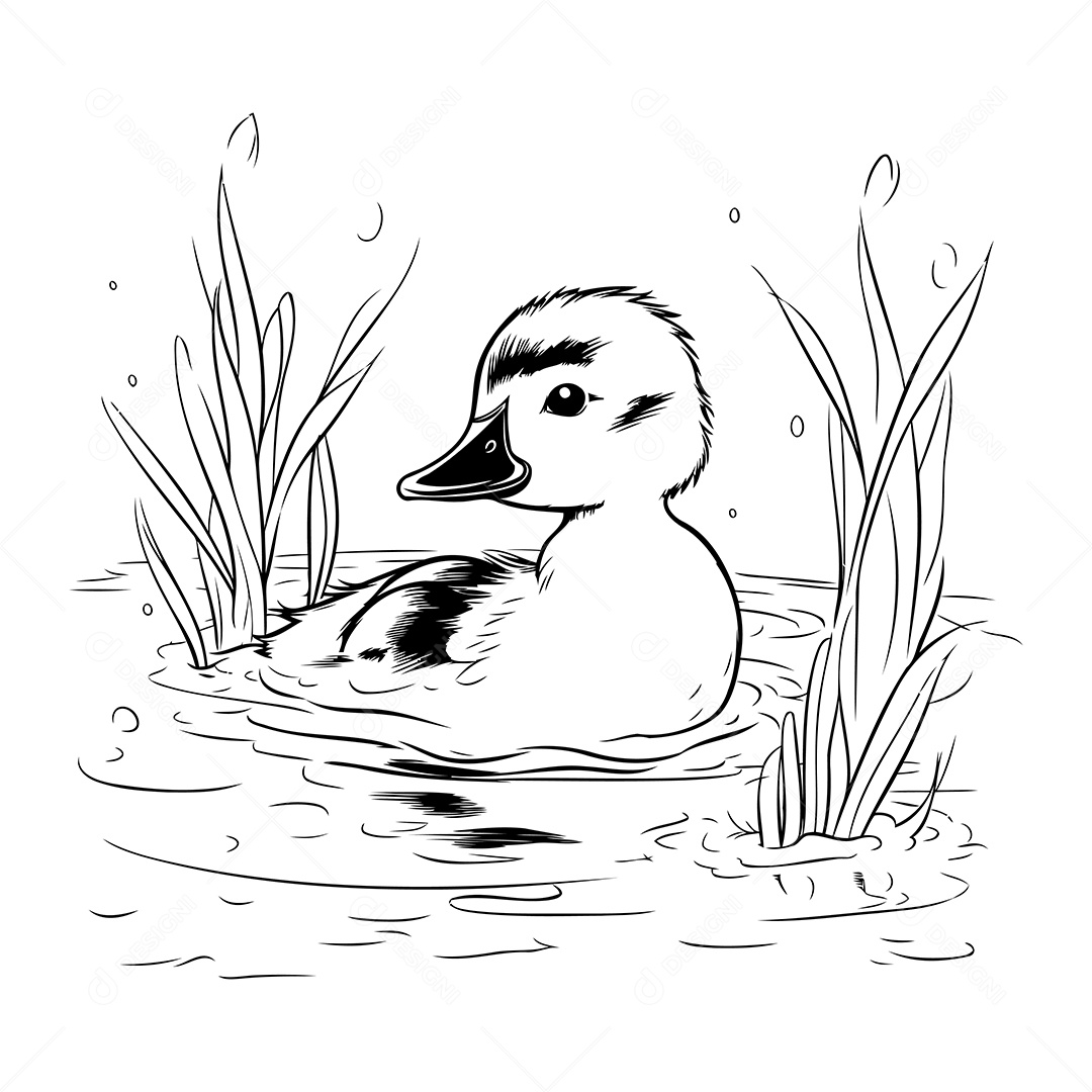 Pato Desenho Para Colorir Vetor EPS