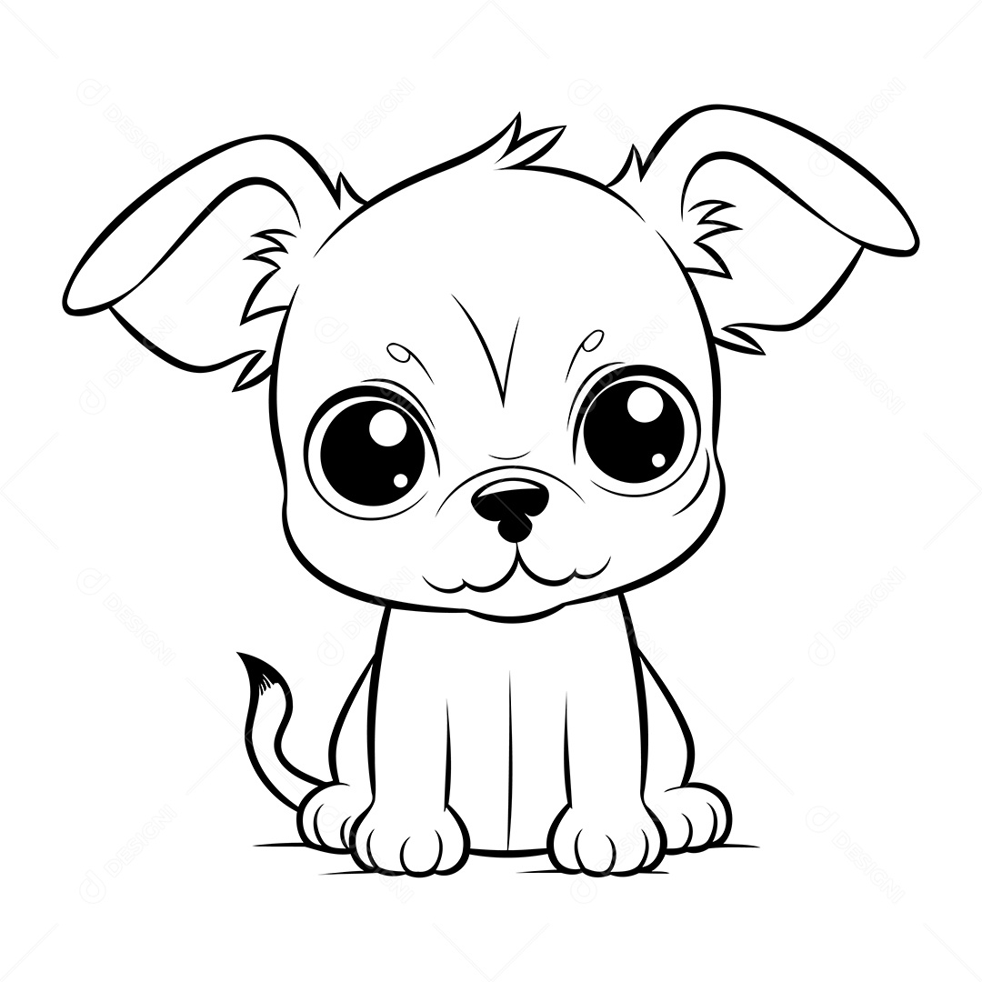 Cachorro Desenho Para Colorir Vetor EPS