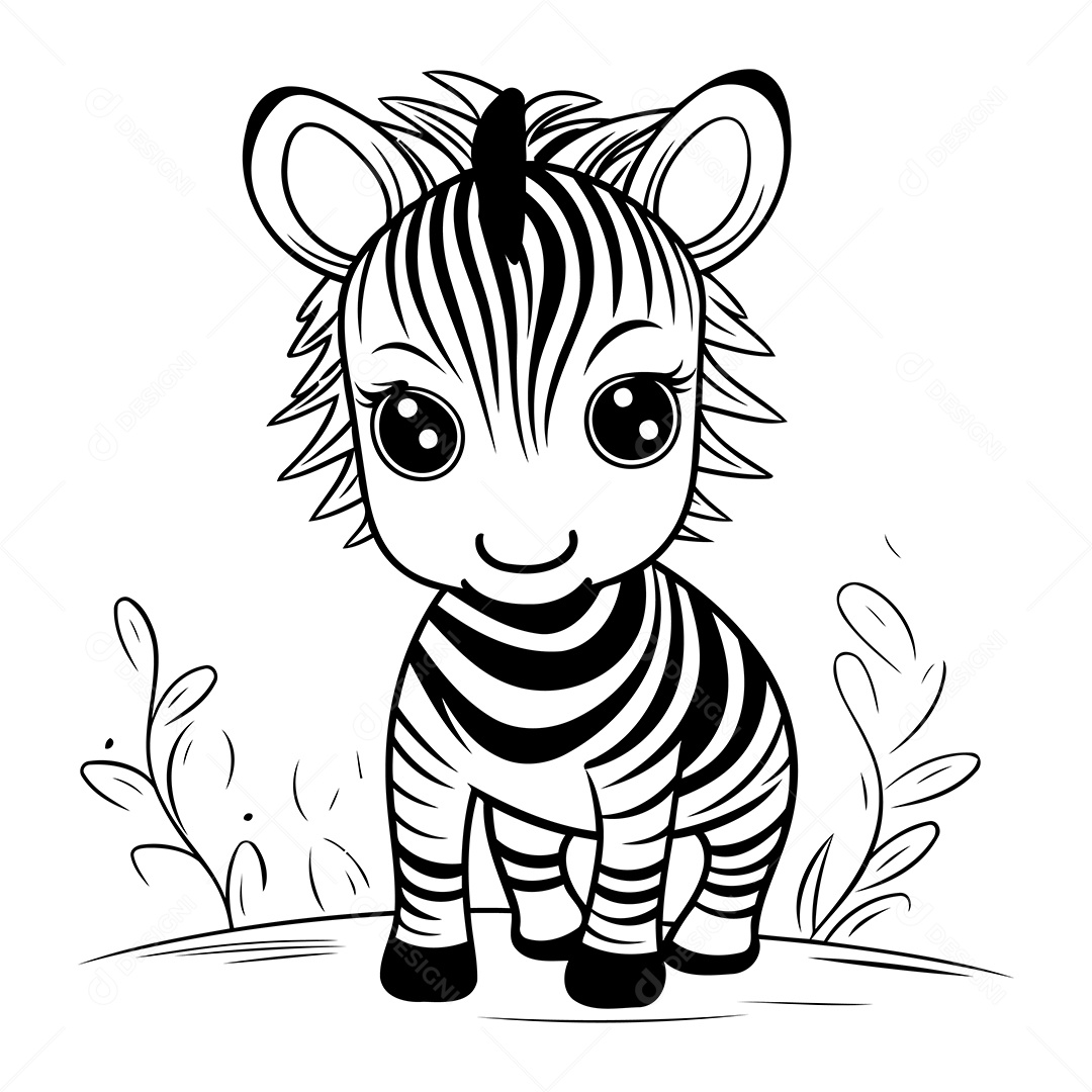 Zebra Desenho Para Colorir Vetor EPS