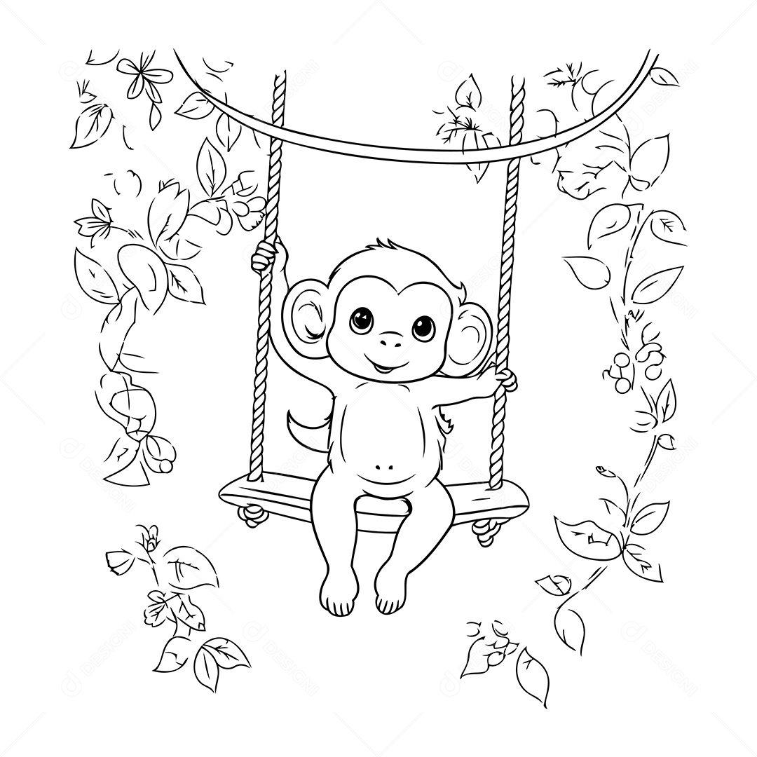 Macaco Desenho Para Colorir Vetor EPS