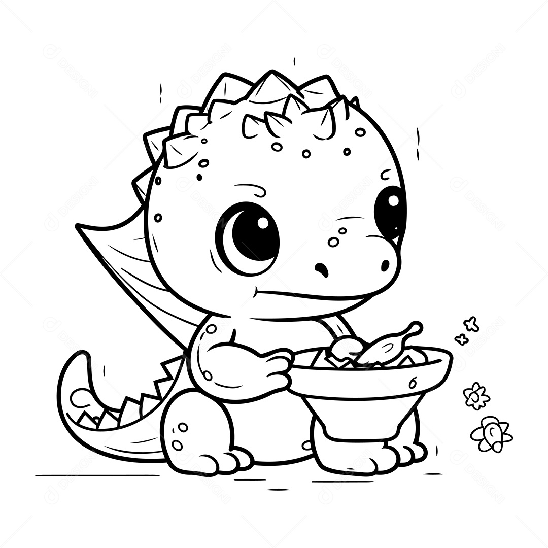 Dinossauro Desenho Para Colorir Vetor EPS