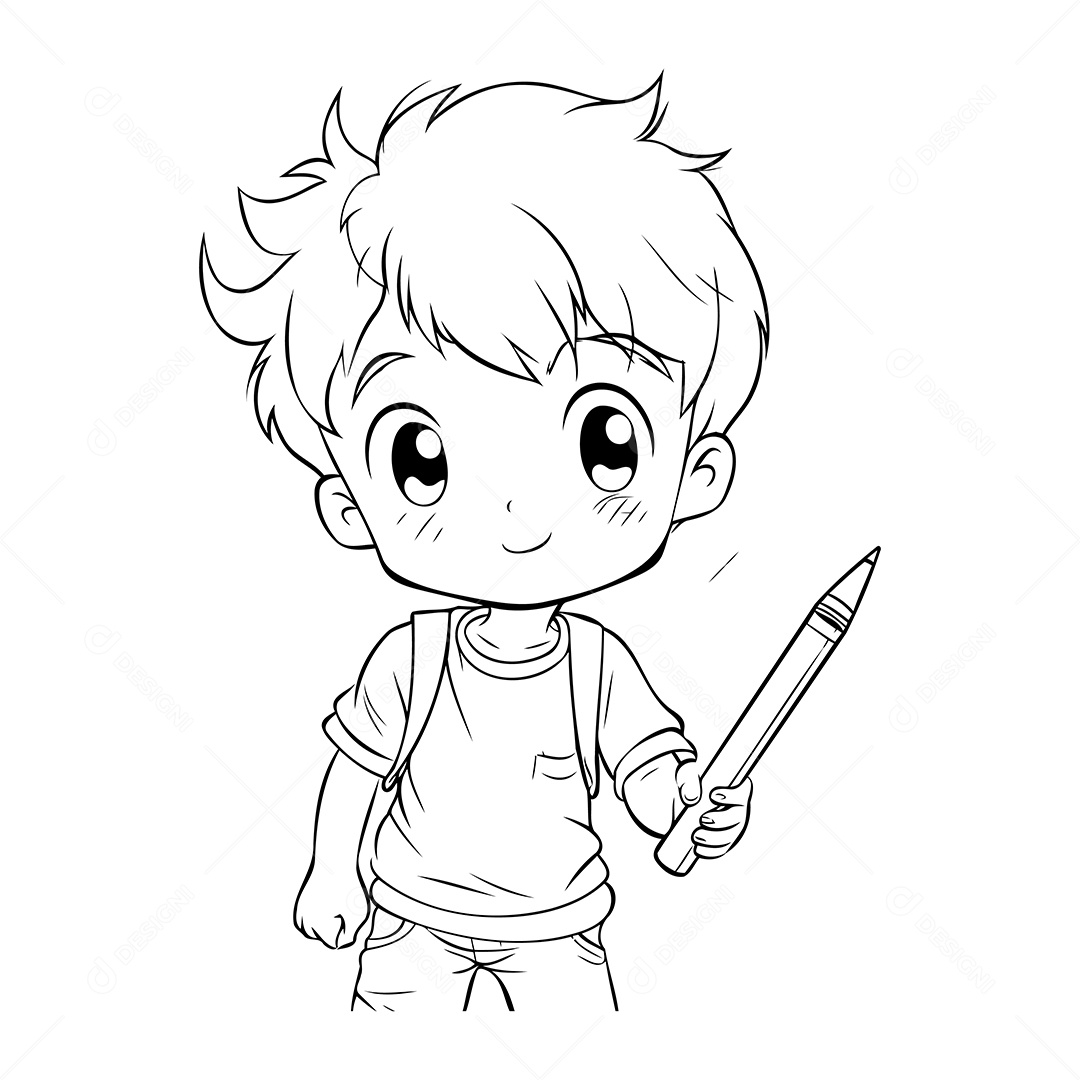 Garoto Desenho Para Colorir Vetor EPS