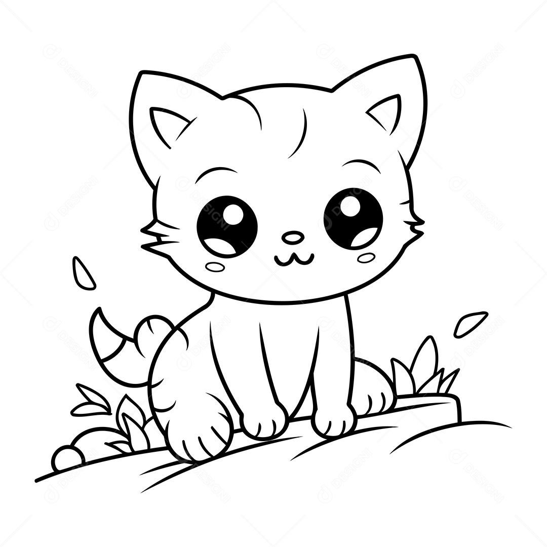 Gato Desenho Para Colorir Vetor EPS