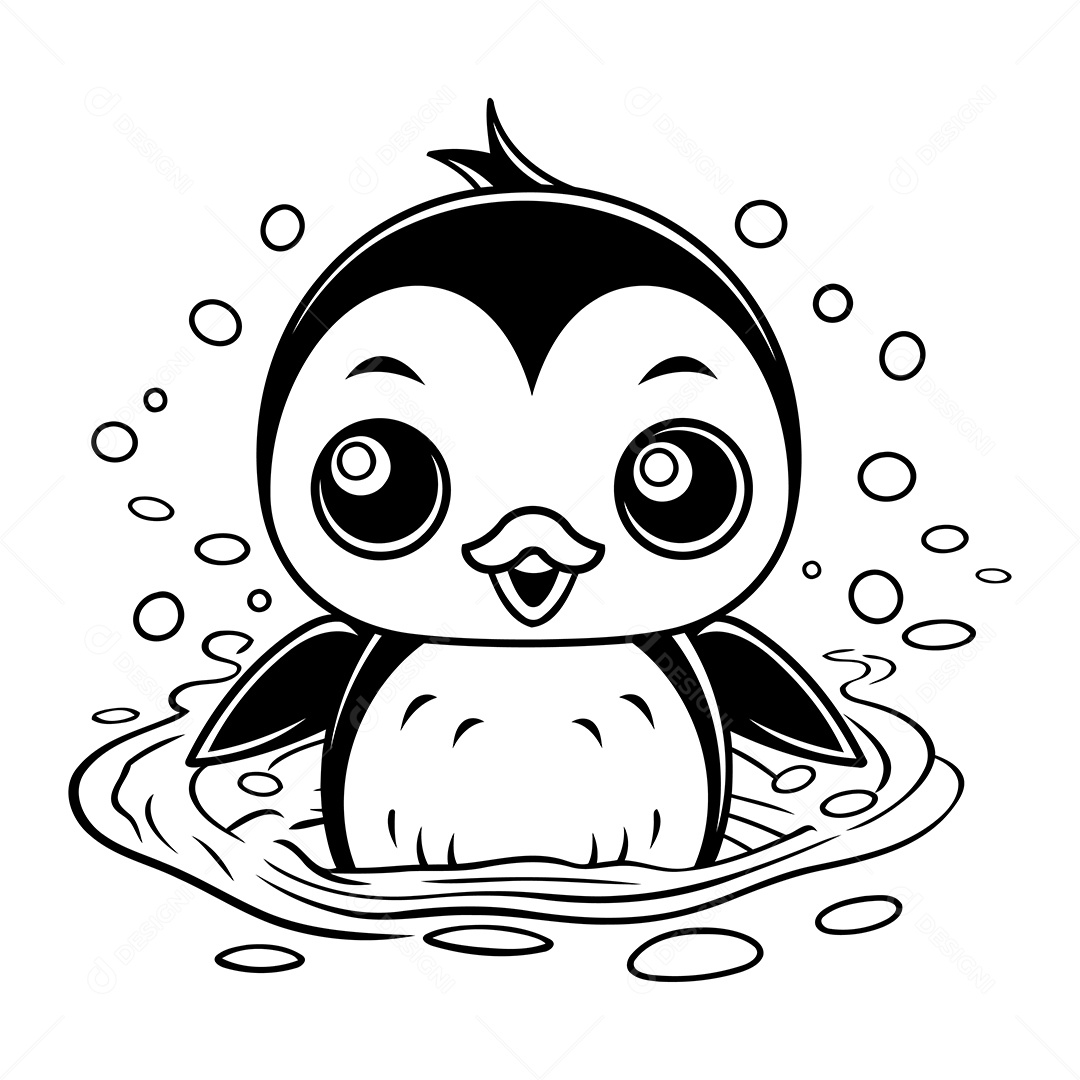 Pinguim Desenho Para Colorir Vetor EPS